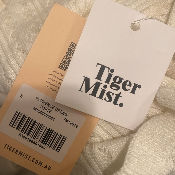 Tiger Mist Florence mini dress white sz small lace knit ruffle sleeve tie front - Picture 5 of 5